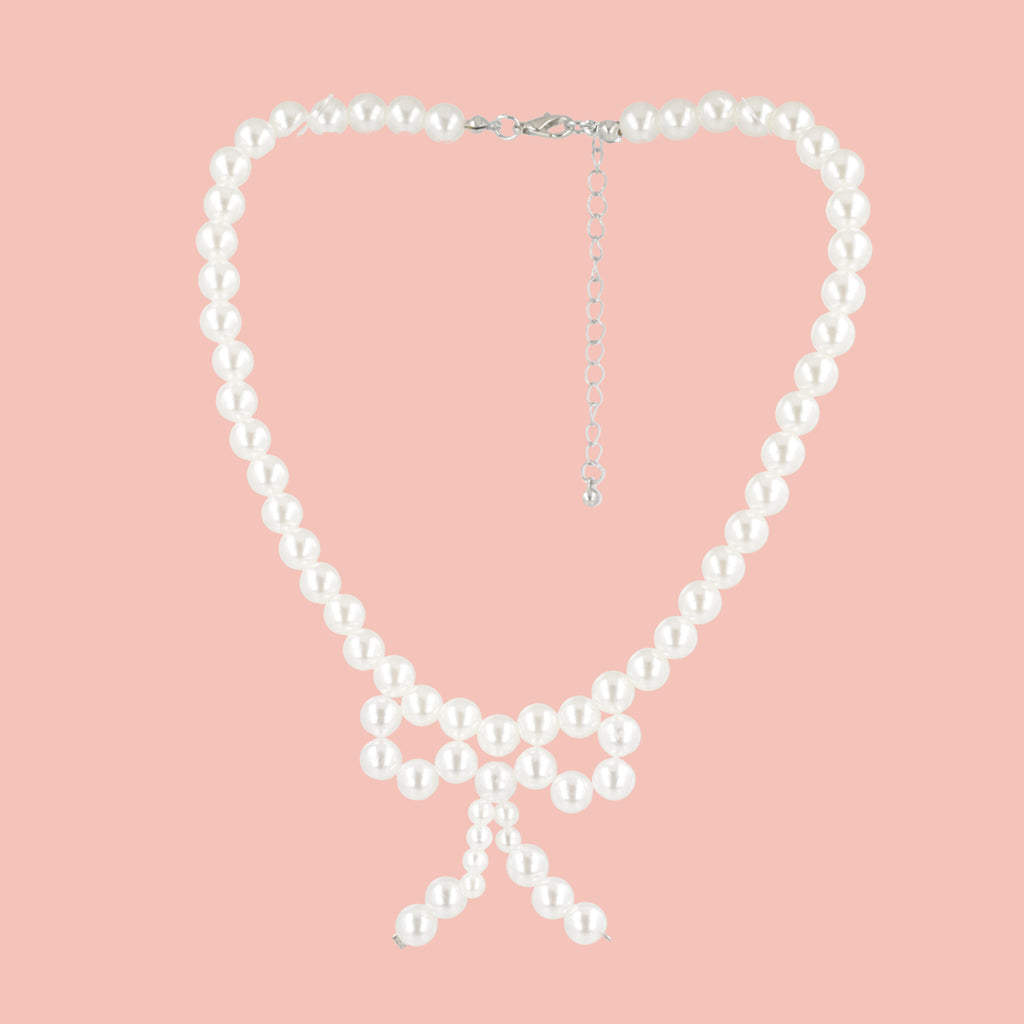 Pearl Bow Choker - Sour Cherry