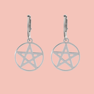 Pentagram Hoop Earrings - Sour Cherry