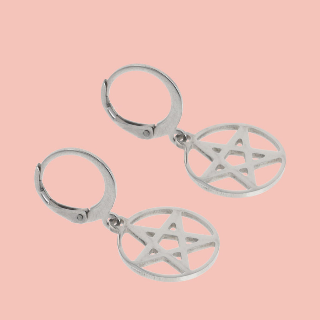 Pentagram Hoop Earrings - Sour Cherry