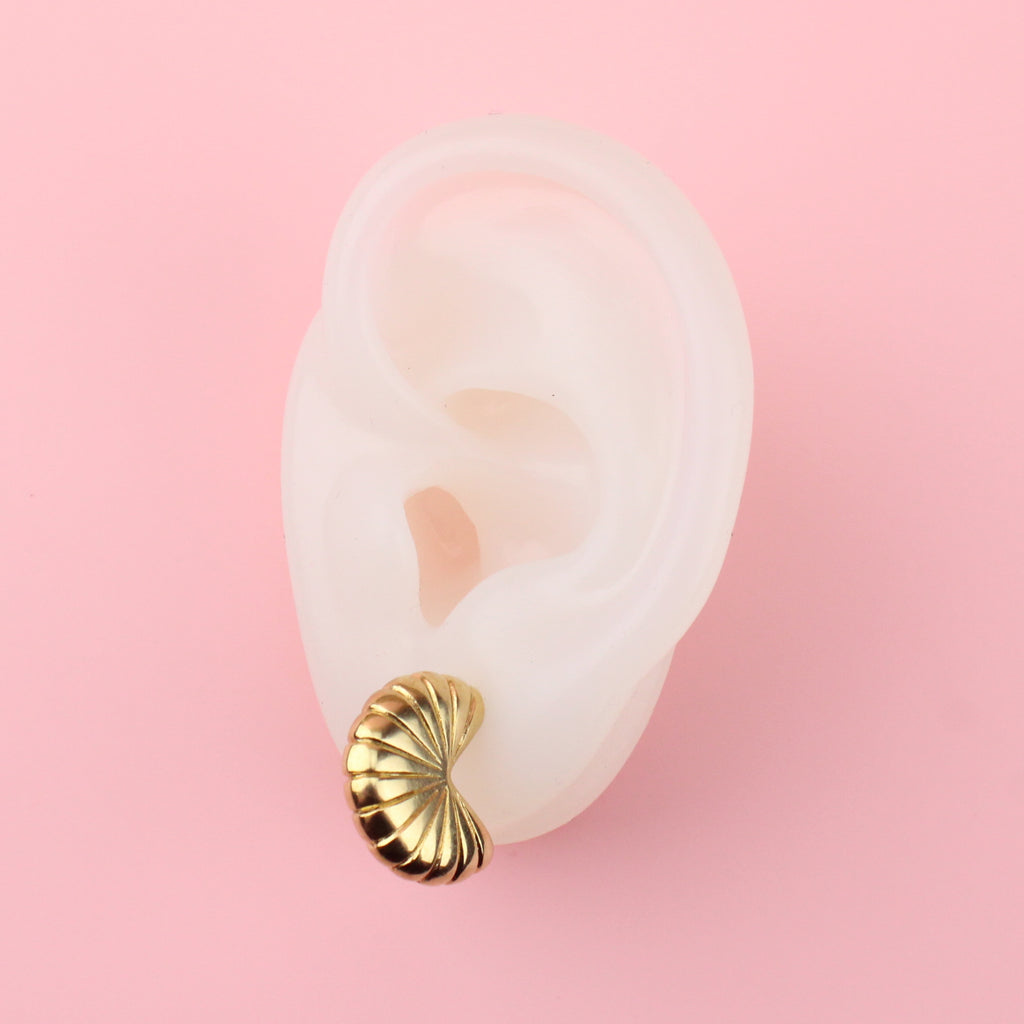 Ear wearing Piece Out Stud Earrings (Gold Plated)