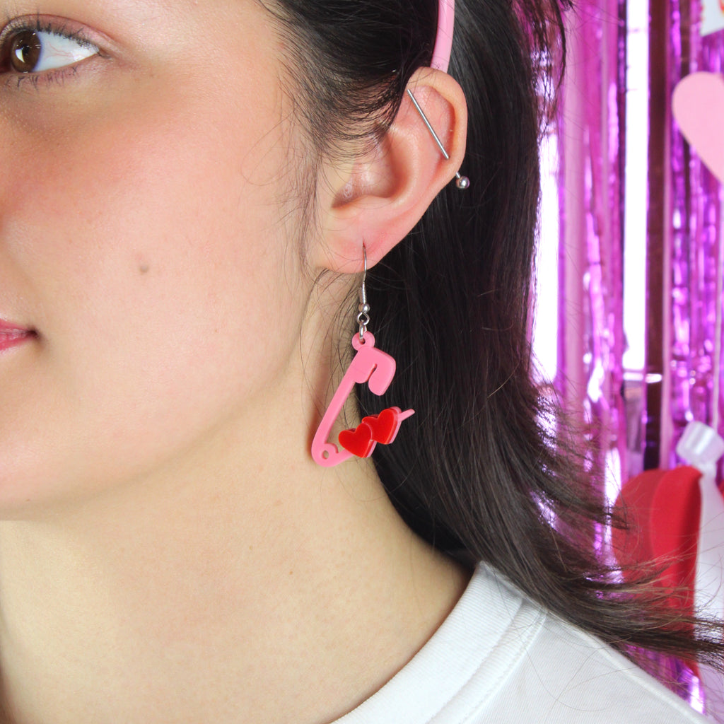 Pin Love With You Earrings (Pink) - Sour Cherry