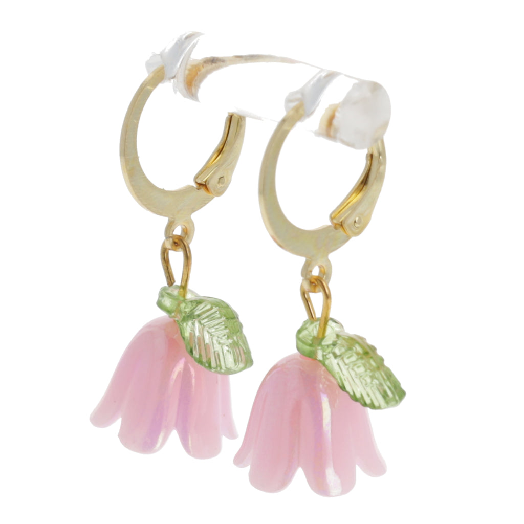 Pink Bell Orchid Huggie Hoop Earrings - Sour Cherry