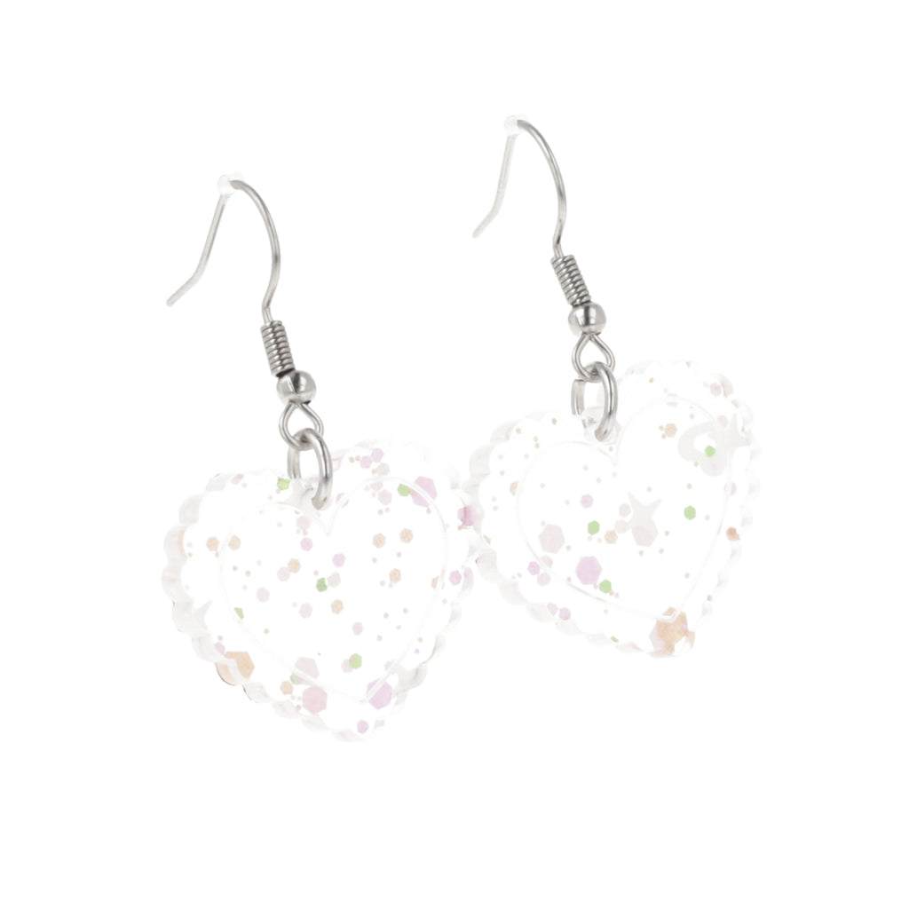 Pastel Confetti Heart Earrings - Sour Cherry
