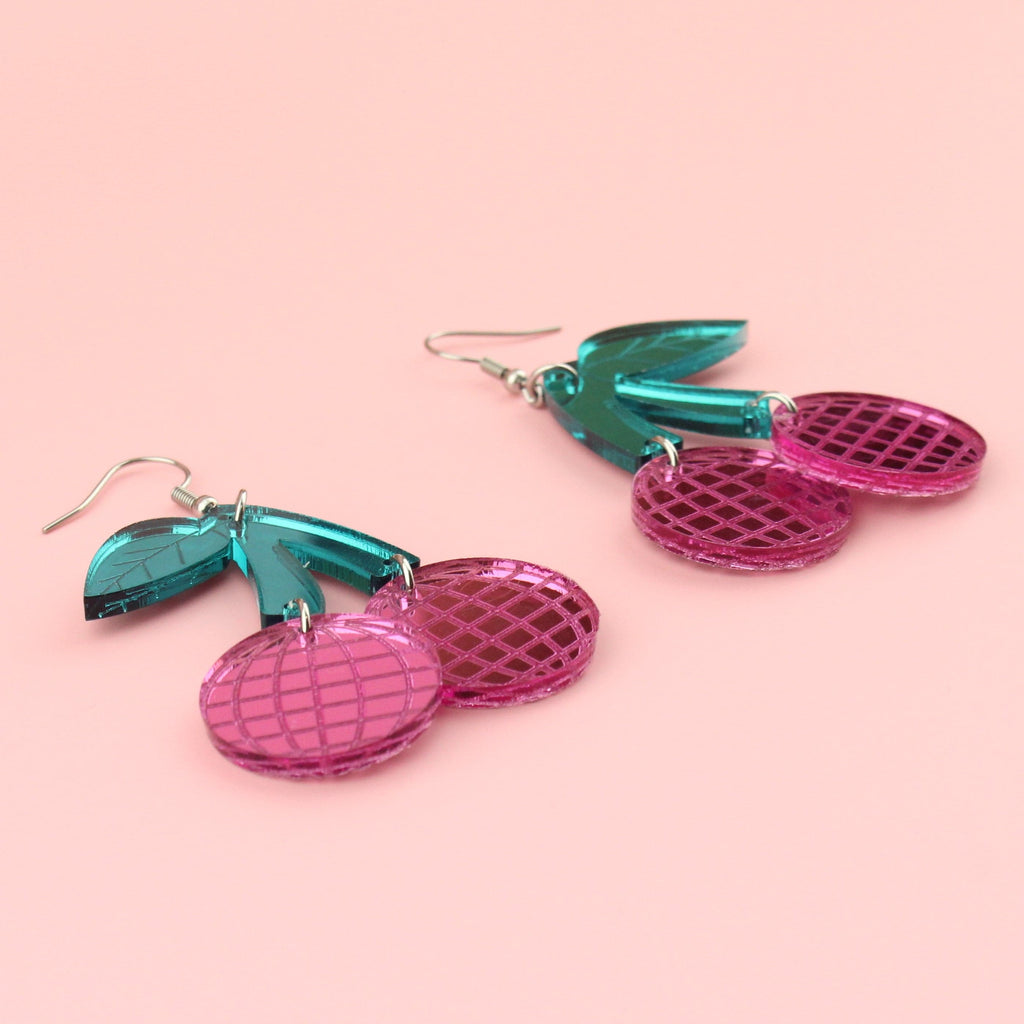 Pink Disco Cherry Earrings - Sour Cherry