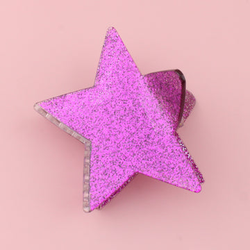 DOUBLE SIDED STAR CLAW CLIP FEATURING PINK GLITTER ON BOTH SIDES