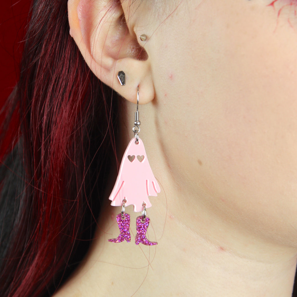 Pink Let's Go Ghouls Earrings - Sour Cherry