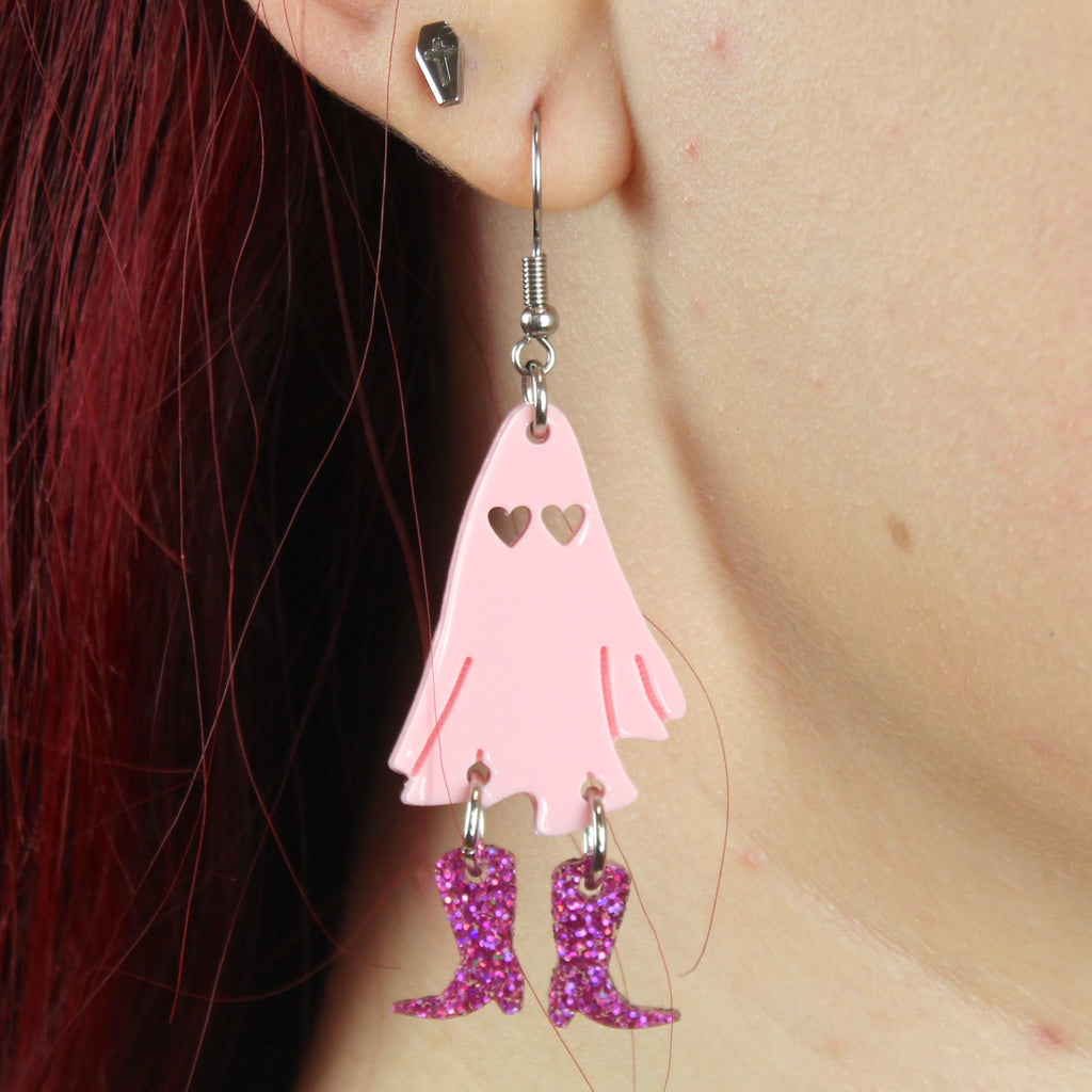 Pink Let's Go Ghouls Earrings - Sour Cherry