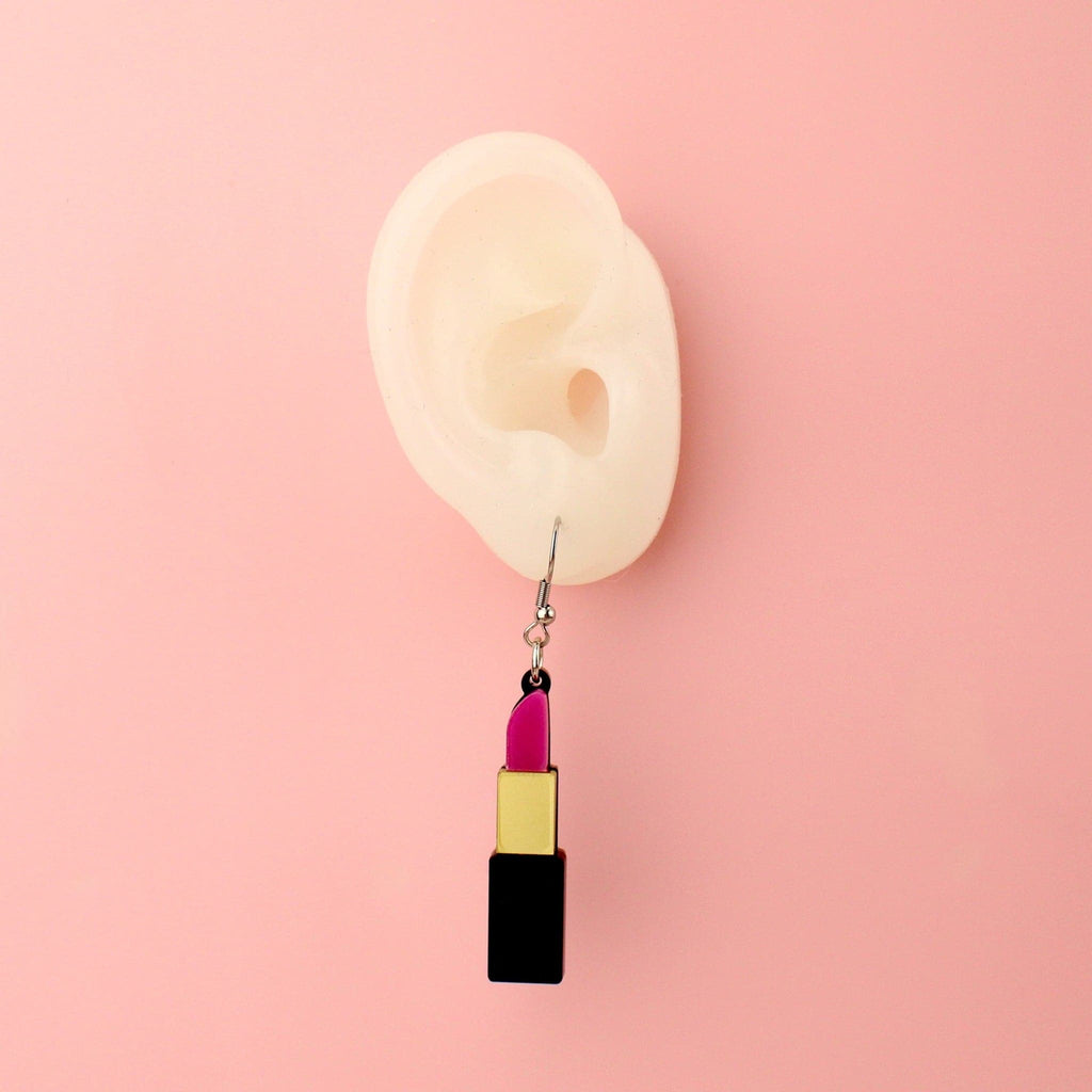 Pink Lipstick Earrings - Sour Cherry