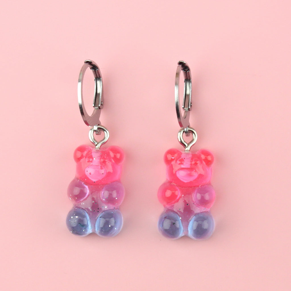 Pink and Blue Ombre Gummy Bear Earrings