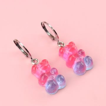 Pink and Blue Ombre Gummy Bear Earrings