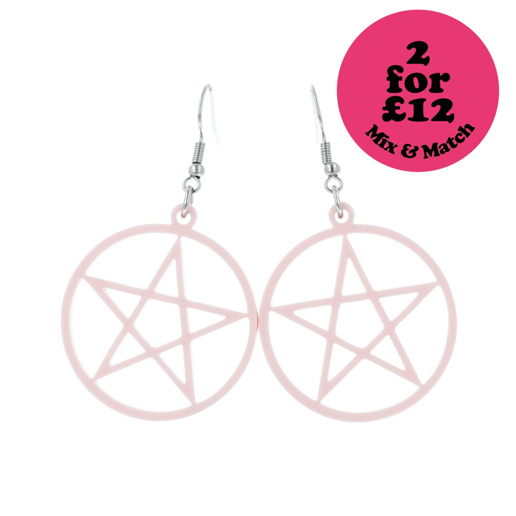 Pink Pentacle Earrings - Sour Cherry
