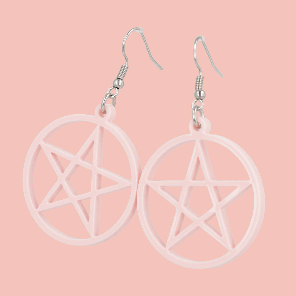 Pink Pentacle Earrings - Sour Cherry