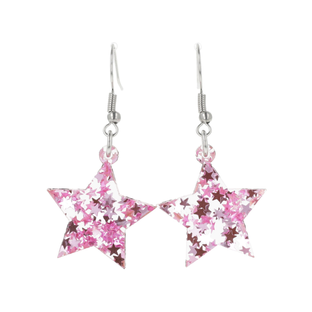 Pink Stellar Confetti Star Earrings - Sour Cherry