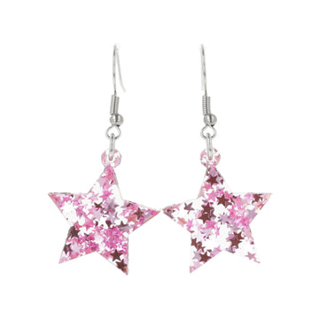 Pink Stellar Confetti Star Earrings - Sour Cherry