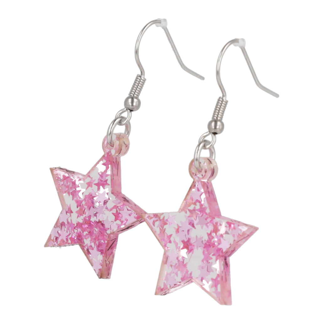 Pink Stellar Confetti Star Earrings - Sour Cherry