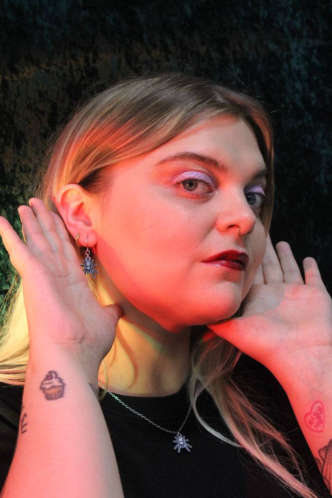 Web Developer Spider Huggie Hoop Earrings - Sour Cherry