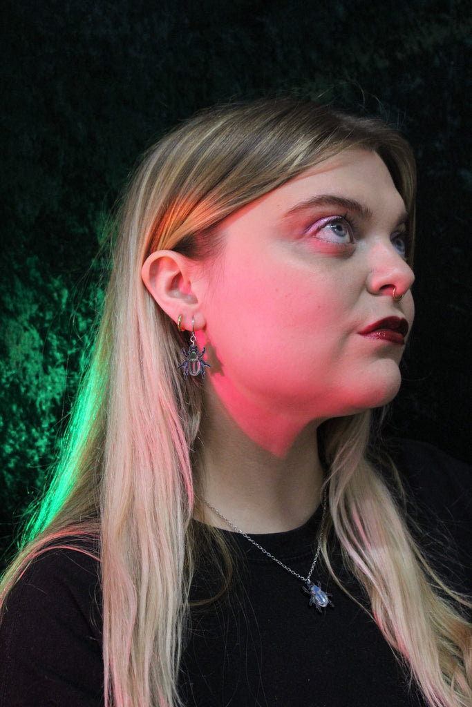 Jewel Summer Beetle Huggie Hoop Earrings - Sour Cherry