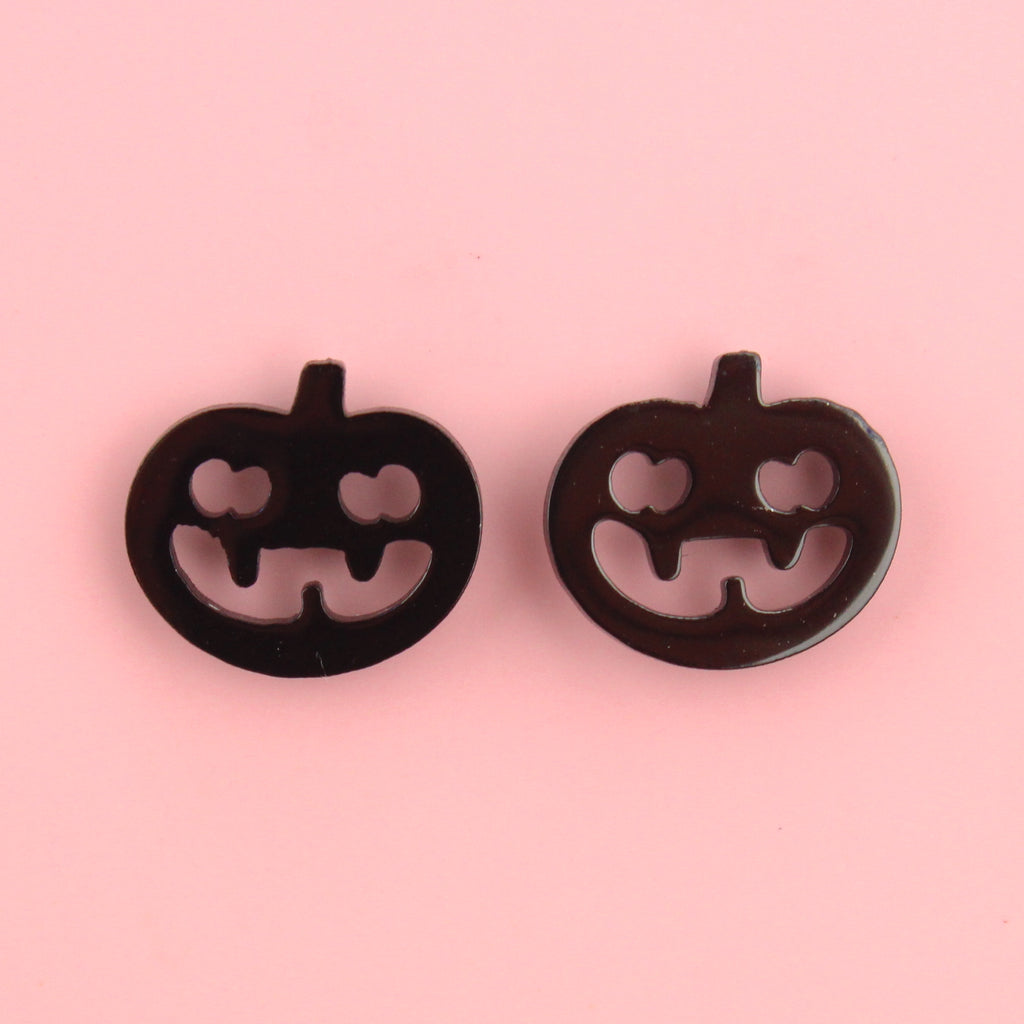 Pumpkin Stud Earrings (Black) - Sour Cherry