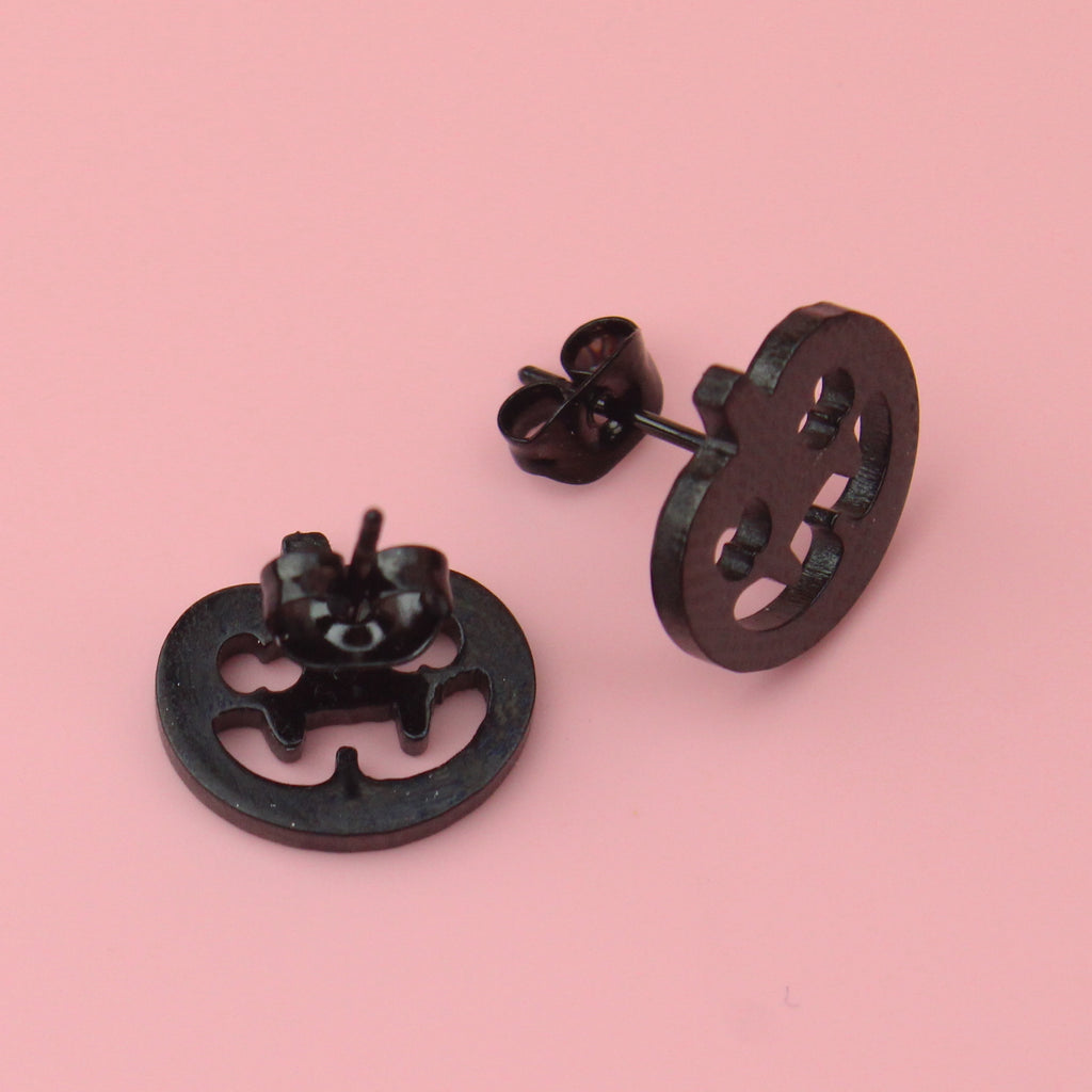 Pumpkin Stud Earrings (Black) - Sour Cherry