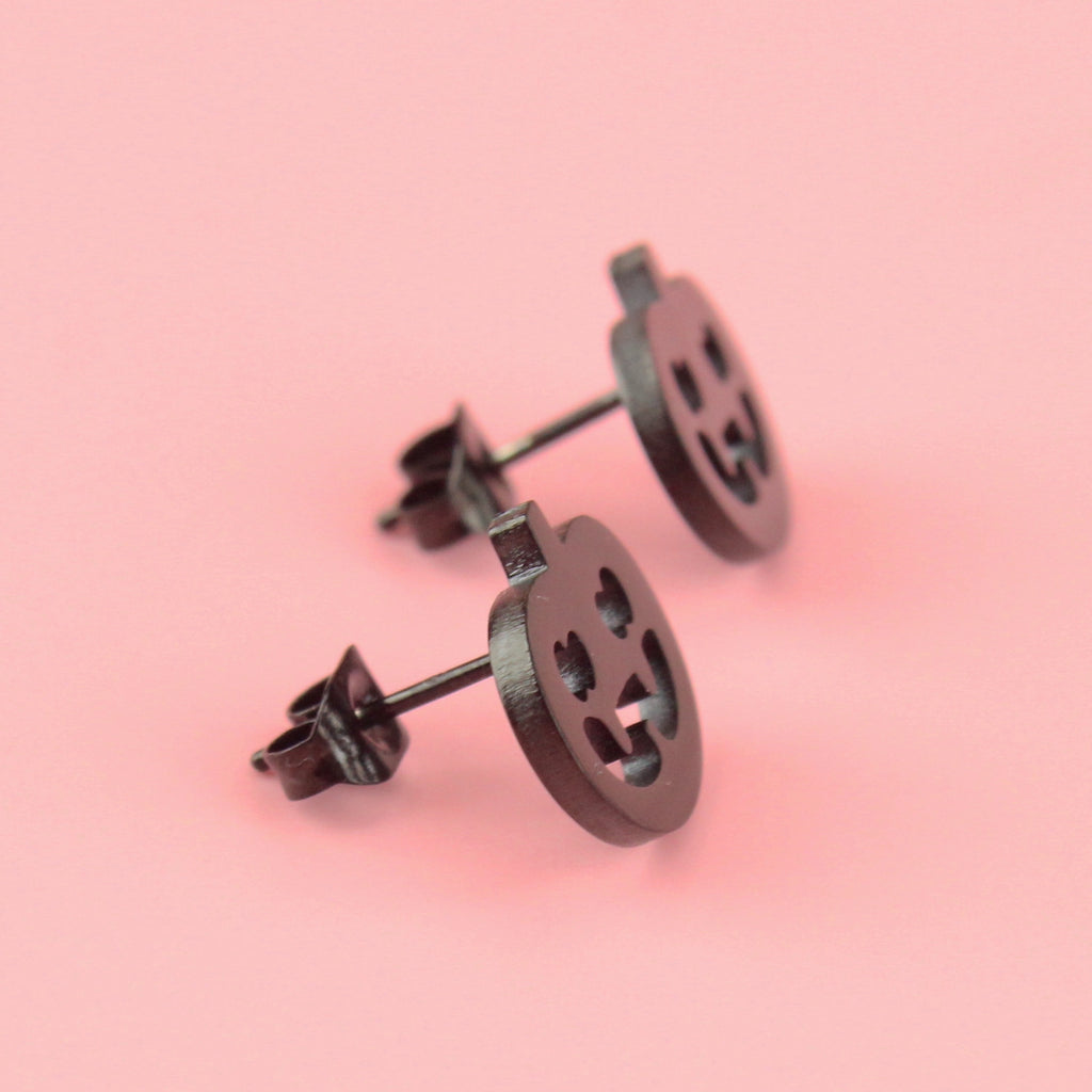 Pumpkin Stud Earrings (Black) - Sour Cherry