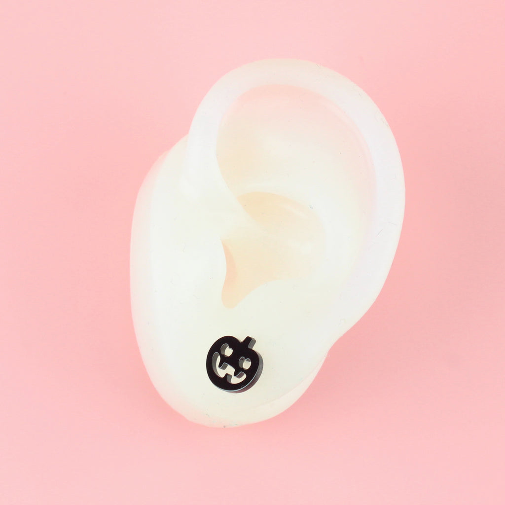 Pumpkin Stud Earrings (Black) - Sour Cherry