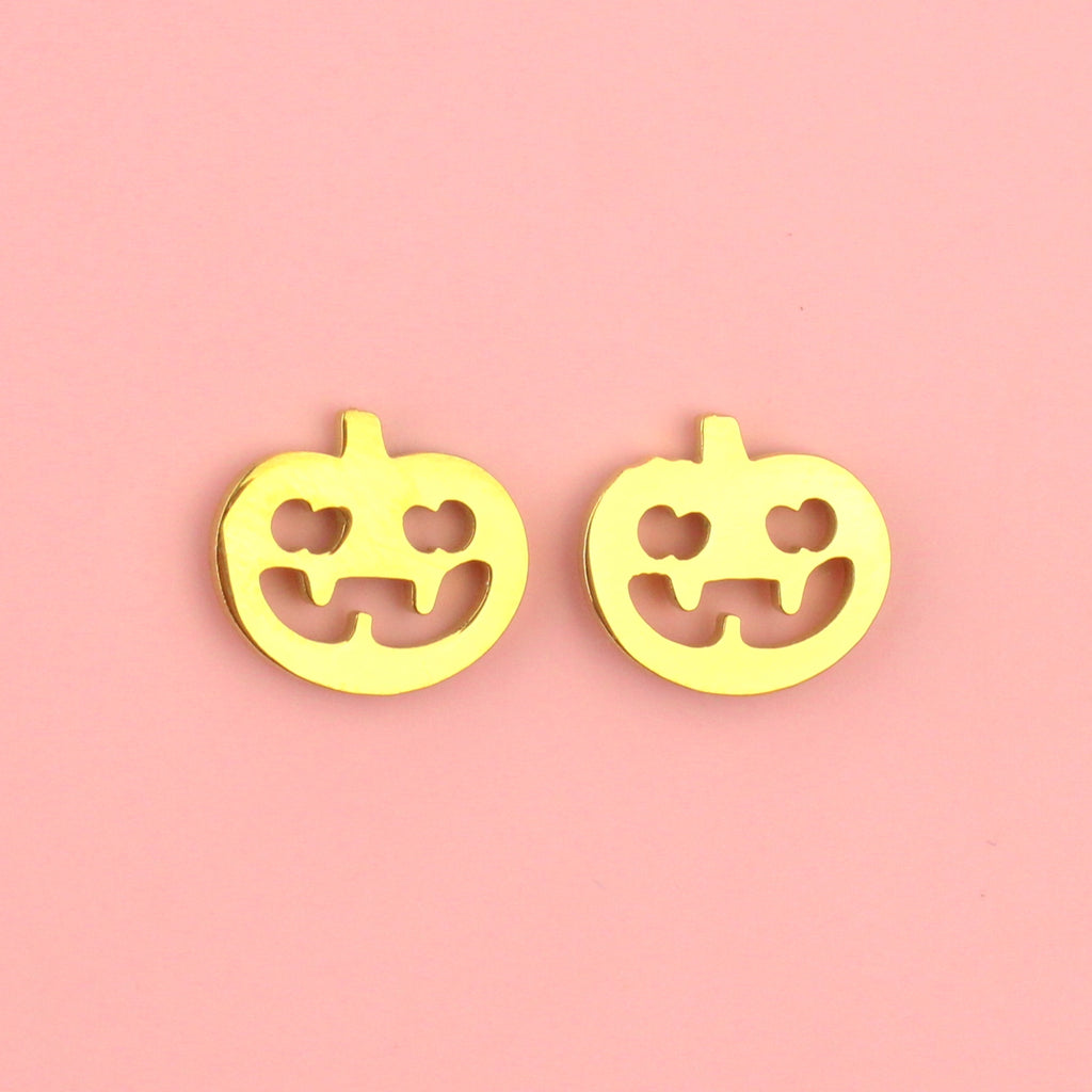 Pumpkin Stud Earrings (Gold Plated) - Sour Cherry