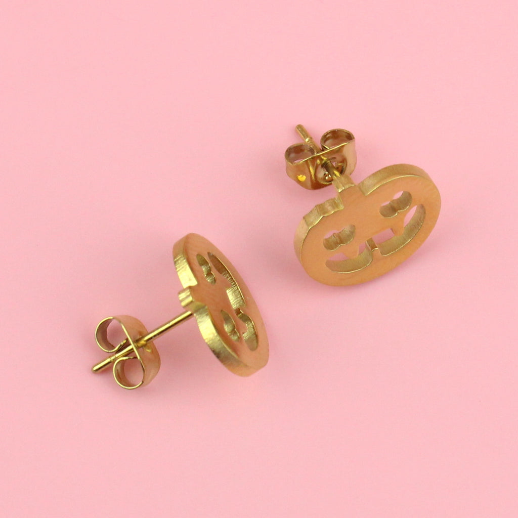 Pumpkin Stud Earrings (Gold Plated) - Sour Cherry