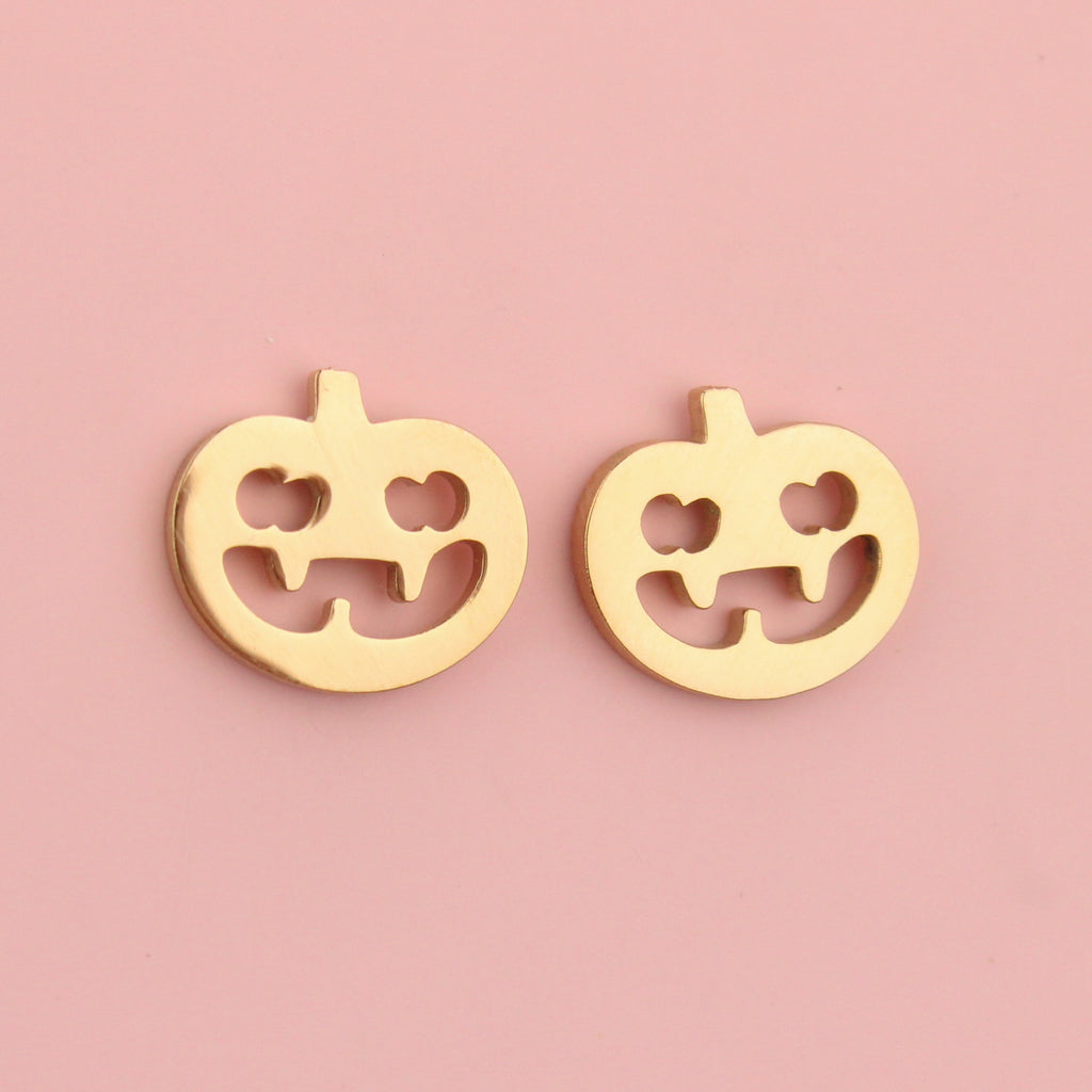 Pumpkin Stud Earrings (Rose Gold Plated) - Sour Cherry