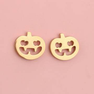 Pumpkin Stud Earrings (Rose Gold Plated) - Sour Cherry
