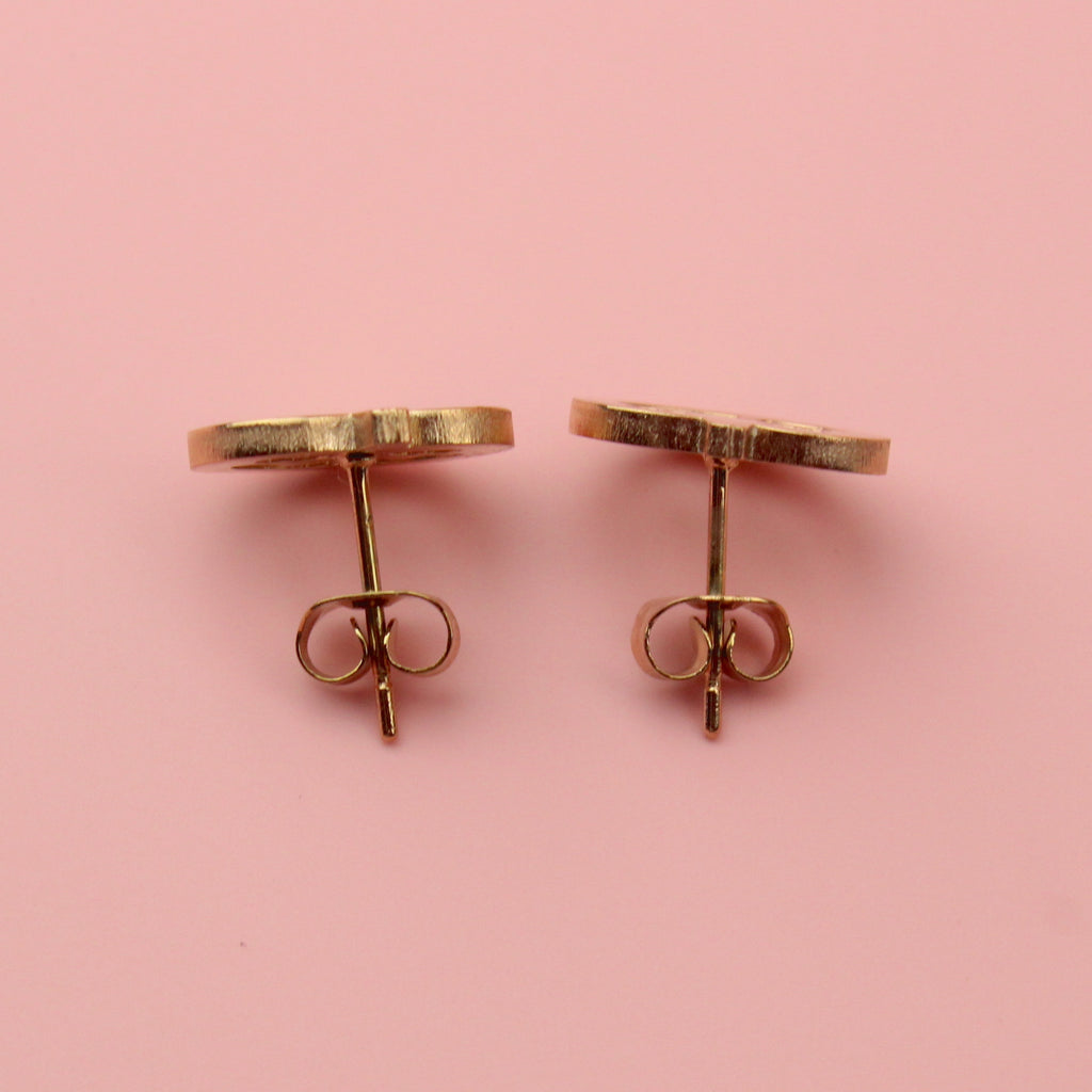 Pumpkin Stud Earrings (Rose Gold Plated) - Sour Cherry
