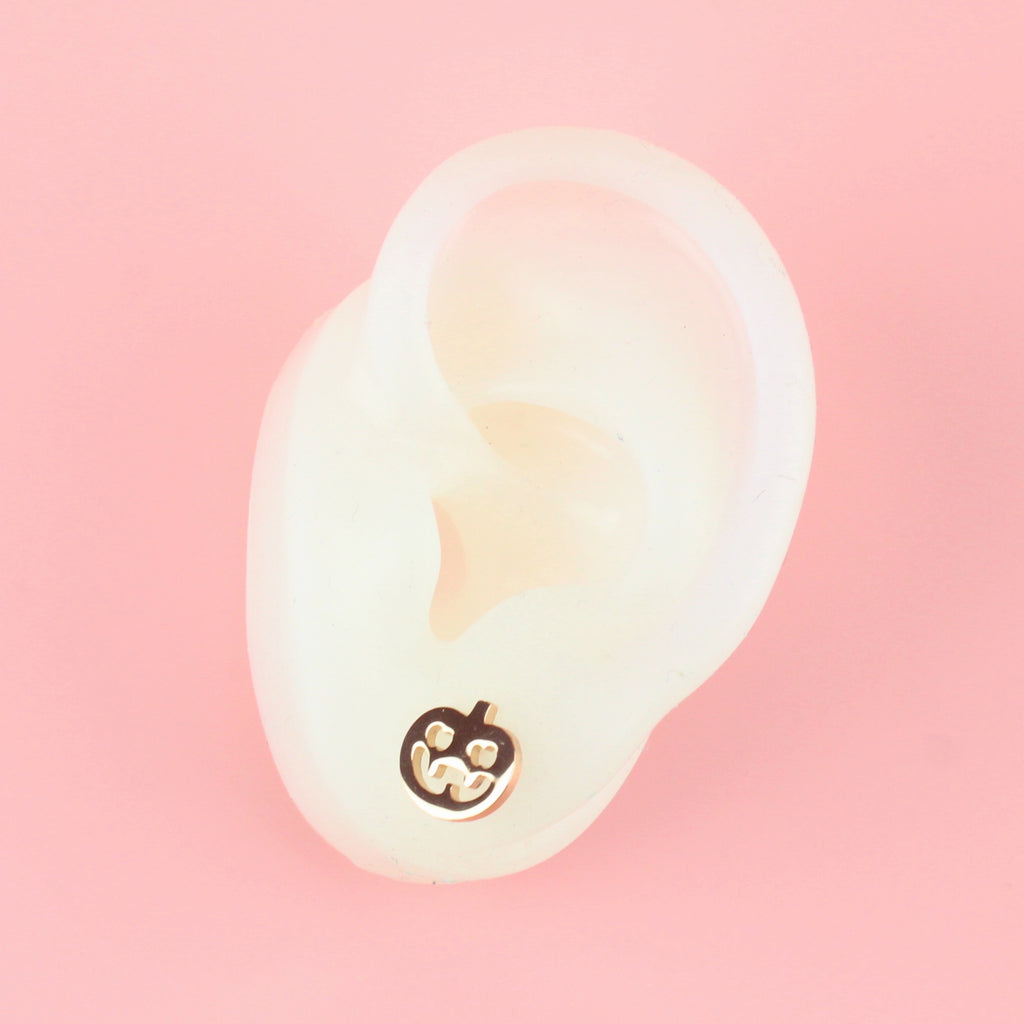 Pumpkin Stud Earrings (Rose Gold Plated) - Sour Cherry
