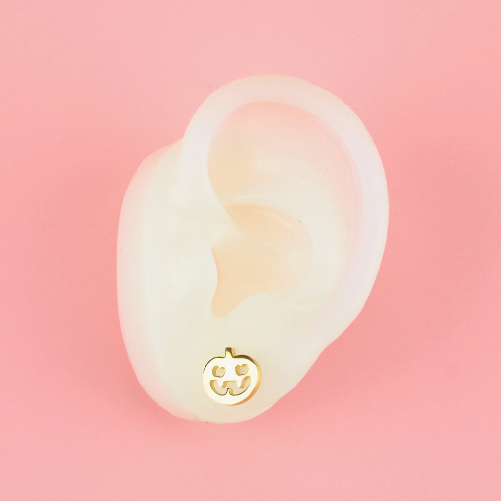 Pumpkin Stud Earrings (Gold Plated) - Sour Cherry