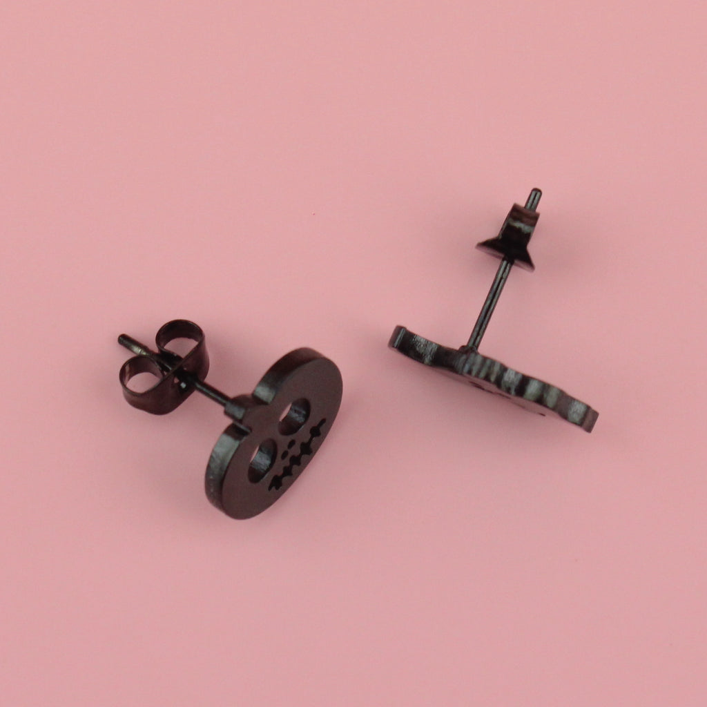 Pumpkin & Ghost Stud Earrings (Black) - Sour Cherry