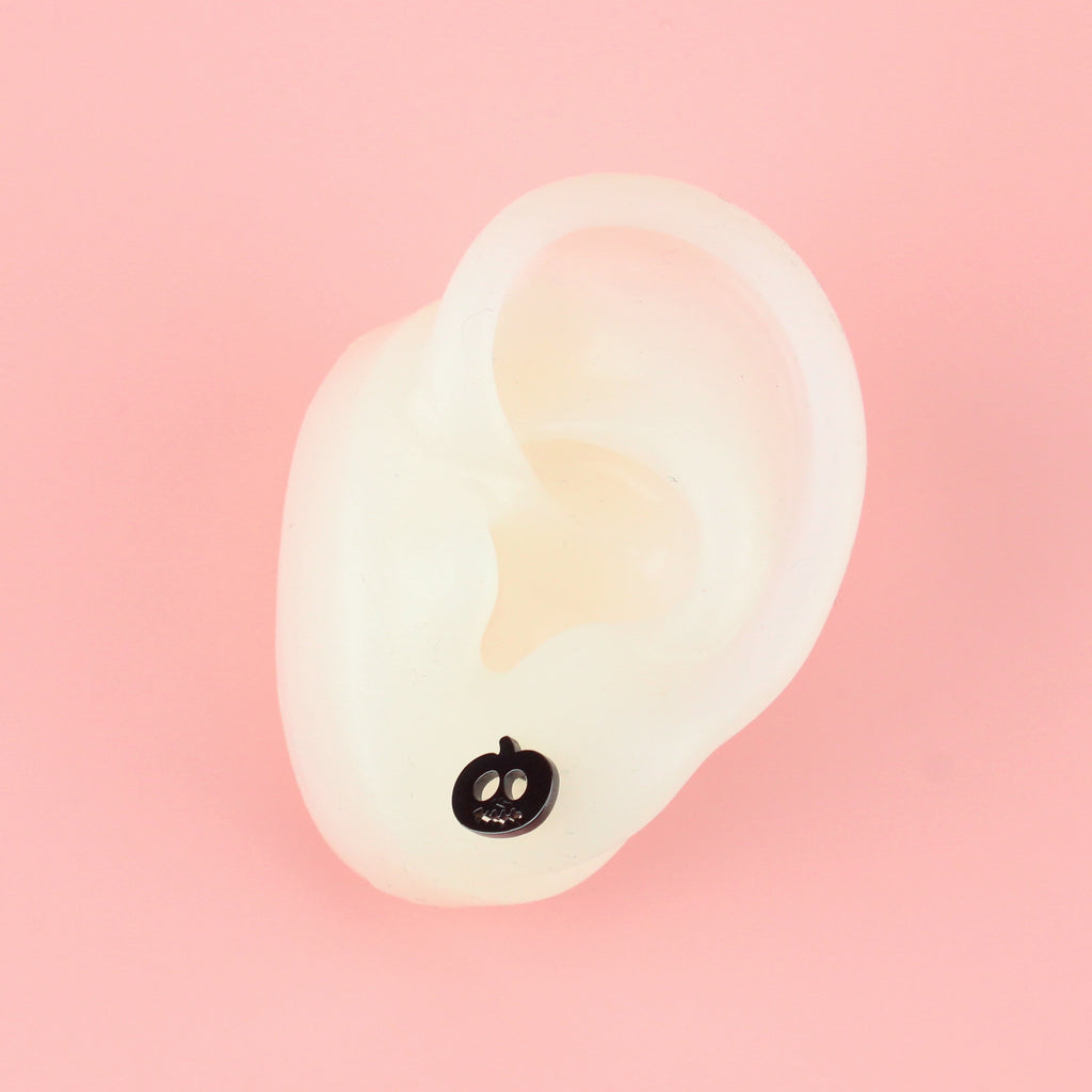 Pumpkin & Ghost Stud Earrings (Black) - Sour Cherry