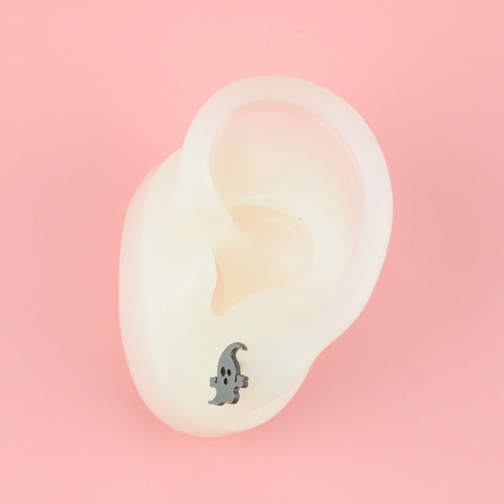 Pumpkin & Ghost Stud Earrings (Black) - Sour Cherry