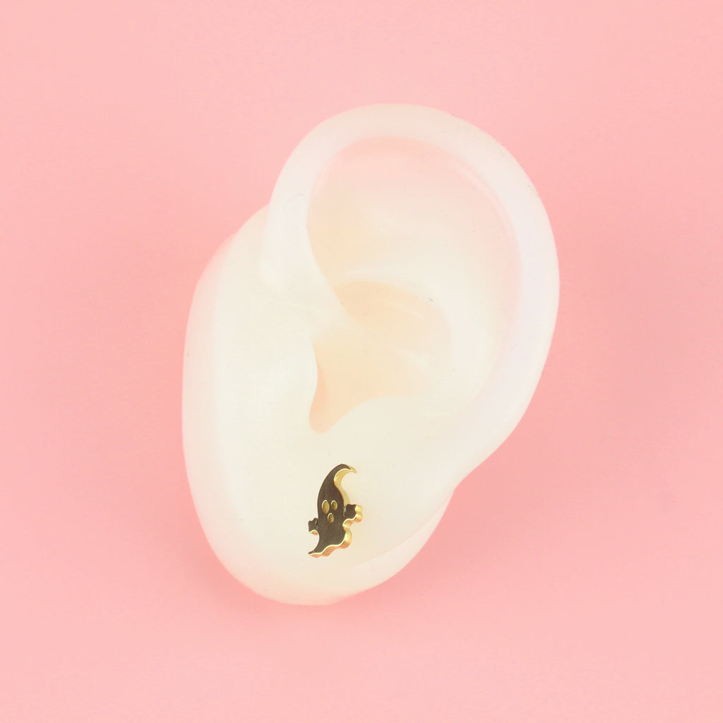 Pumpkin & Ghost Stud Earrings (Gold Plated) - Sour Cherry