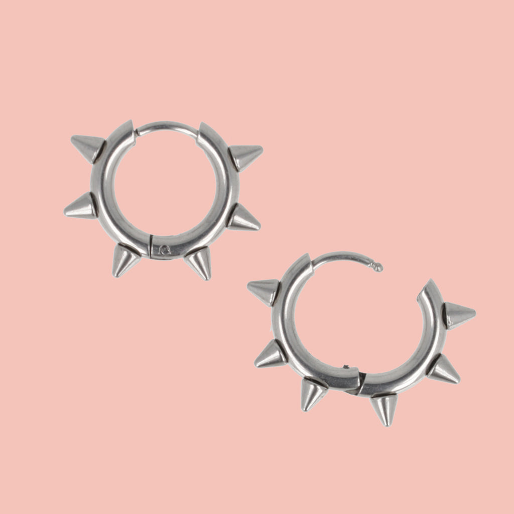 Punk-fection Spike Huggie Hoop Earrings - Sour Cherry