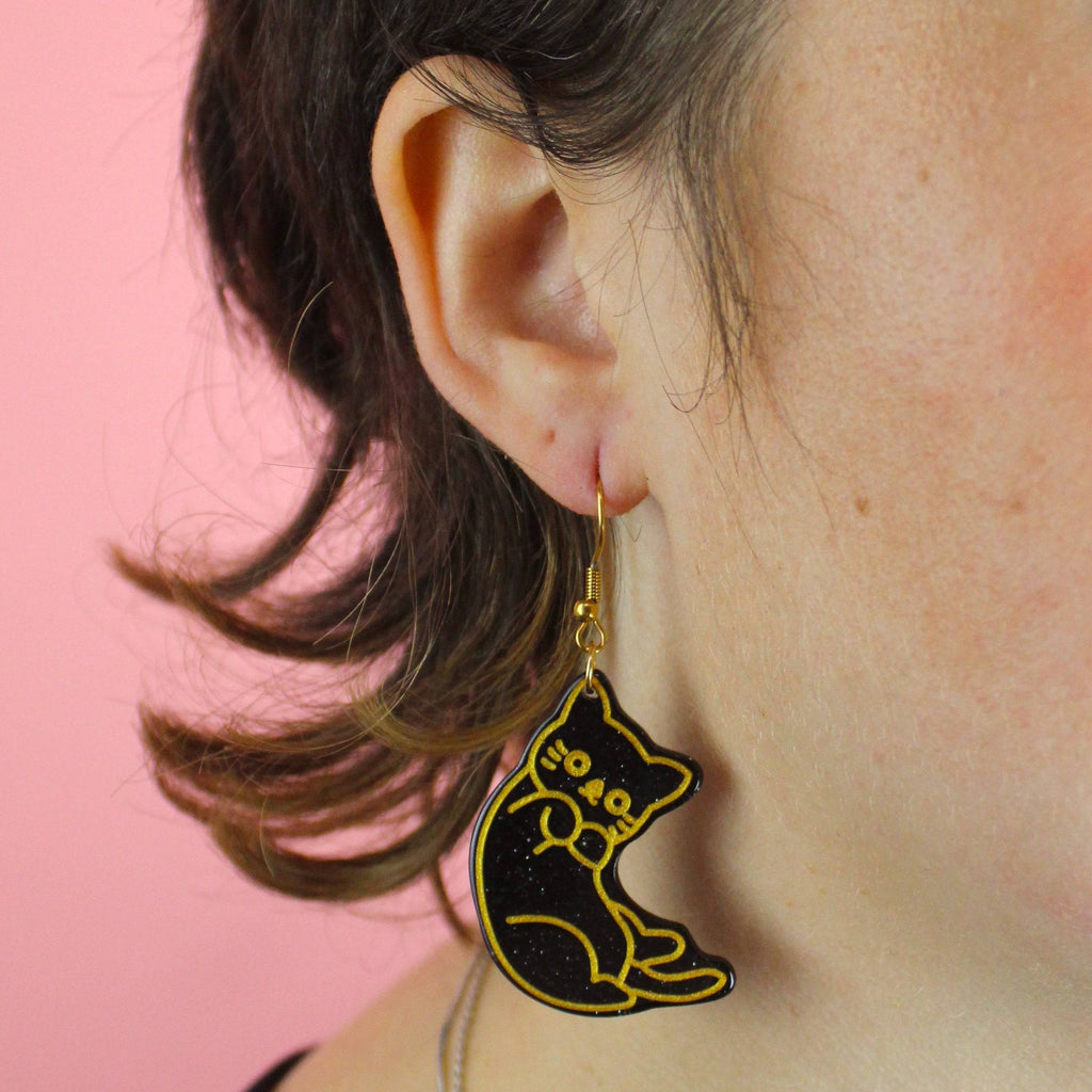 Purr-fectly Adorable Black Cat Earrings - Sour Cherry