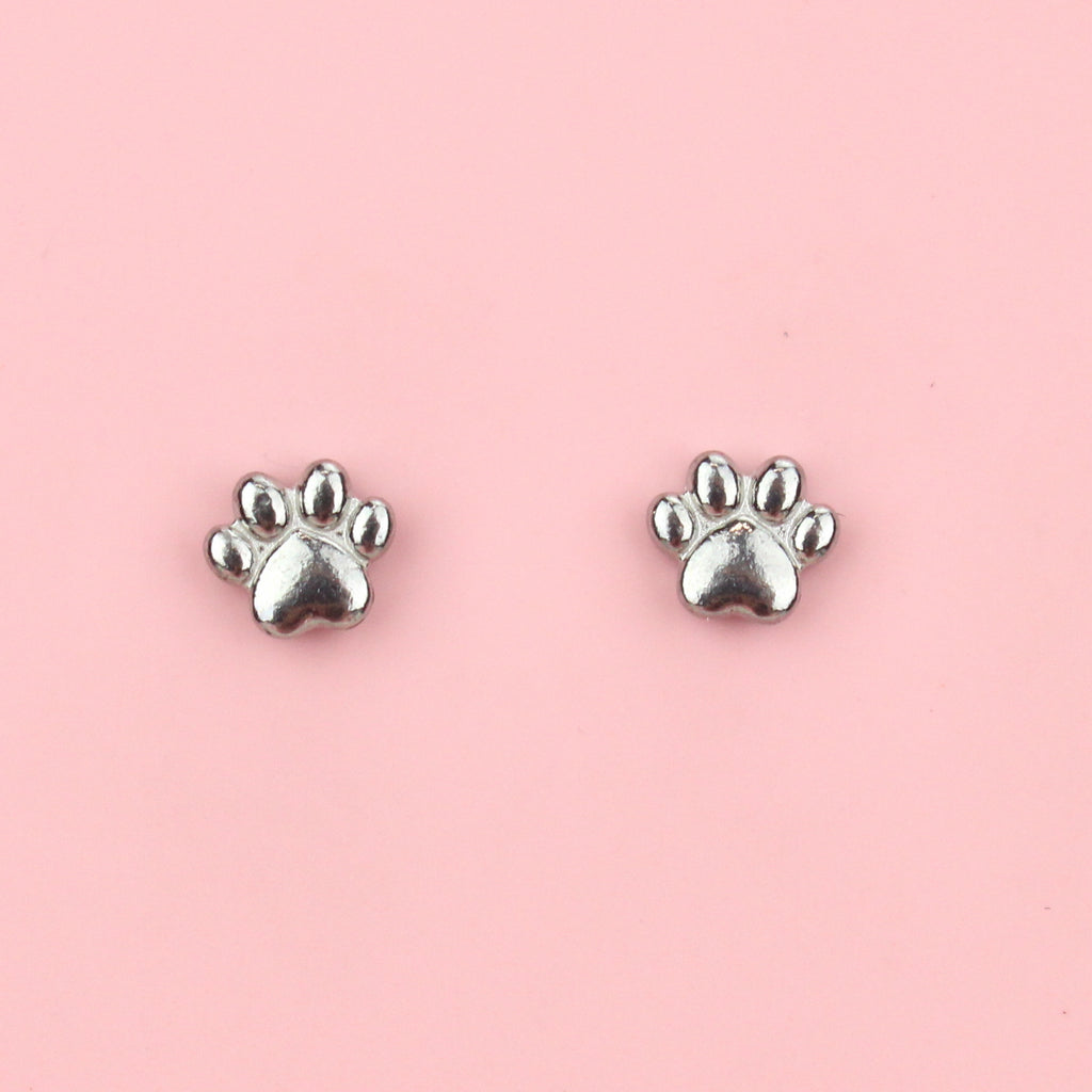 Stainless steel paw shaped stud earrings 