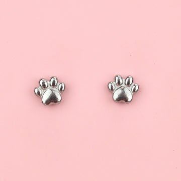 Stainless steel paw shaped stud earrings 