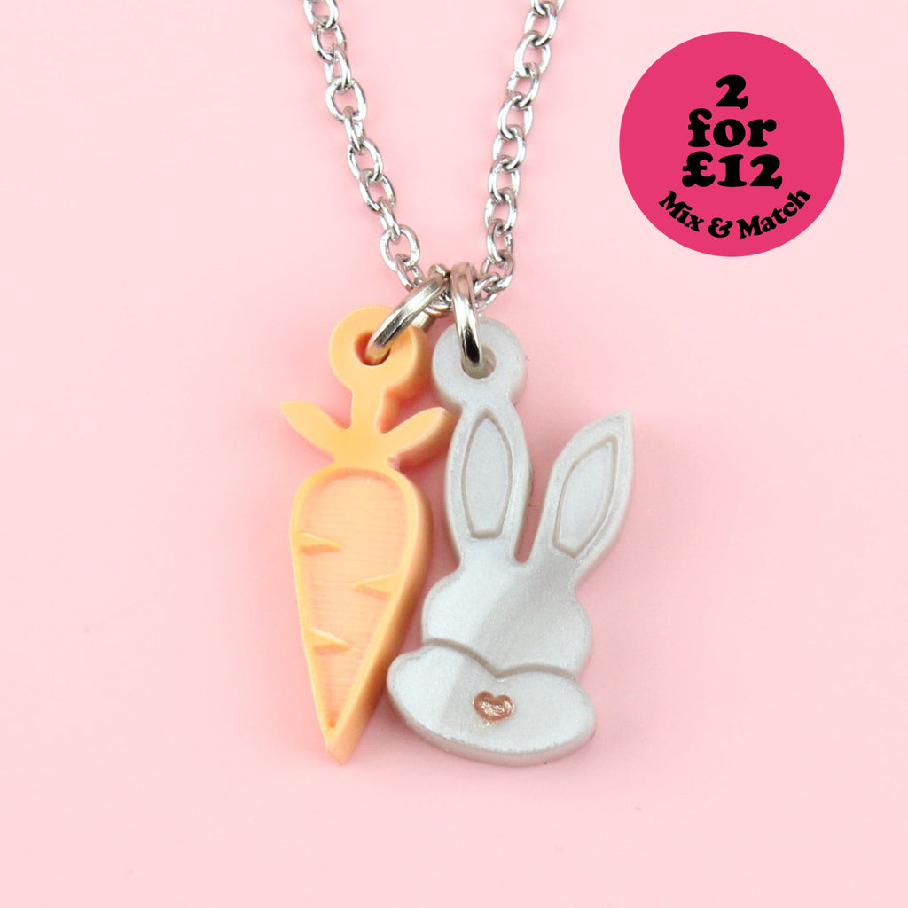 Rabbit & Carrot Necklace - Sour Cherry