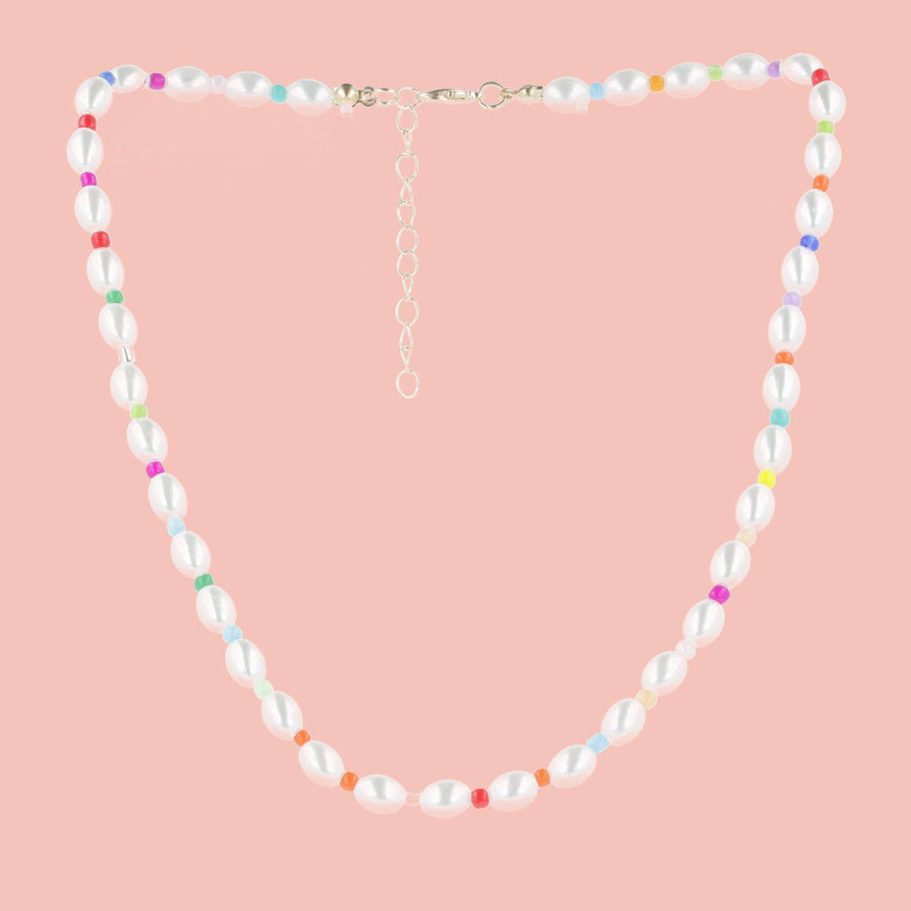 Rainbow Pearl Necklace - Sour Cherry