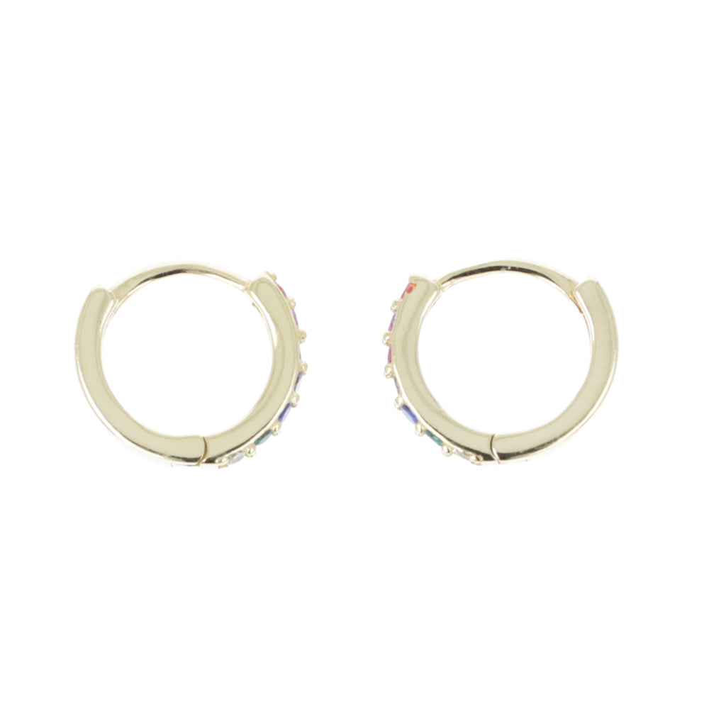 Rainbow Gemstone Hoop Earrings - Sour Cherry