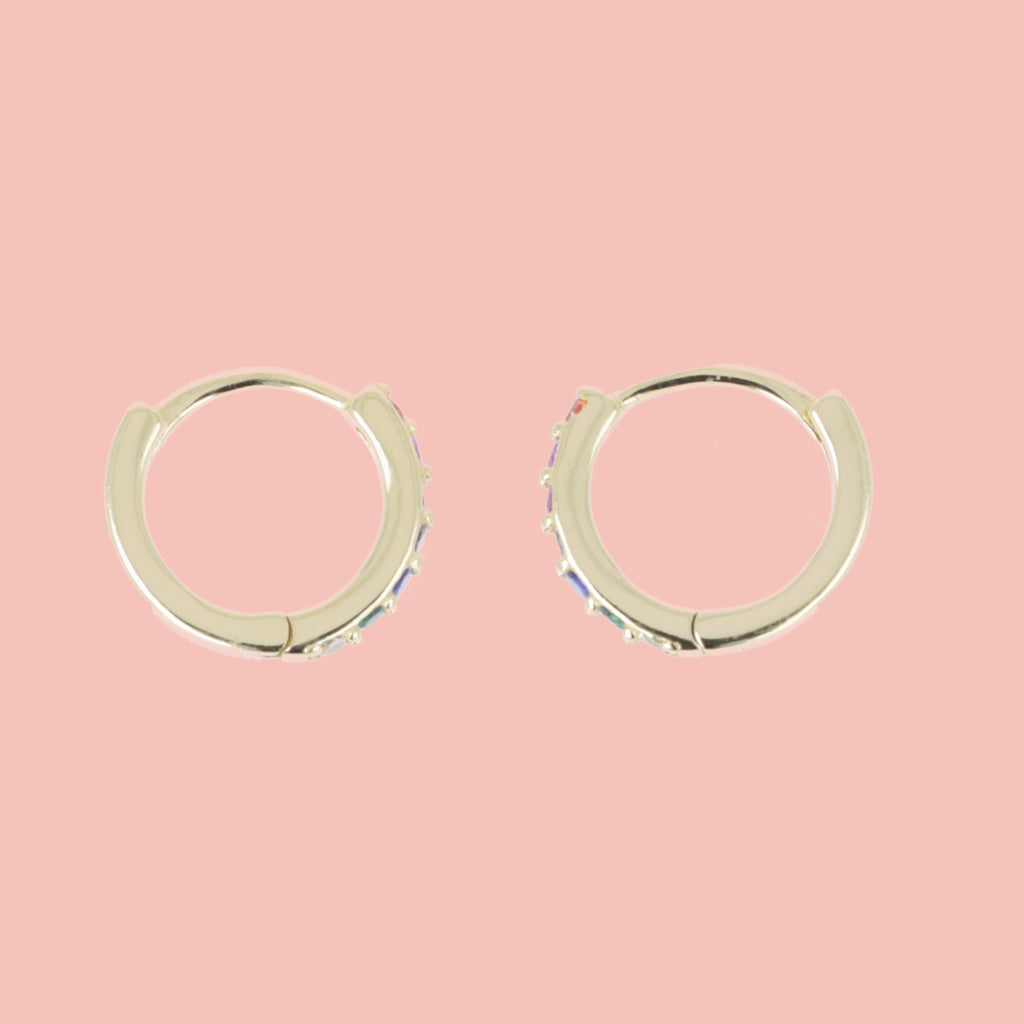 Rainbow Gemstone Hoop Earrings - Sour Cherry