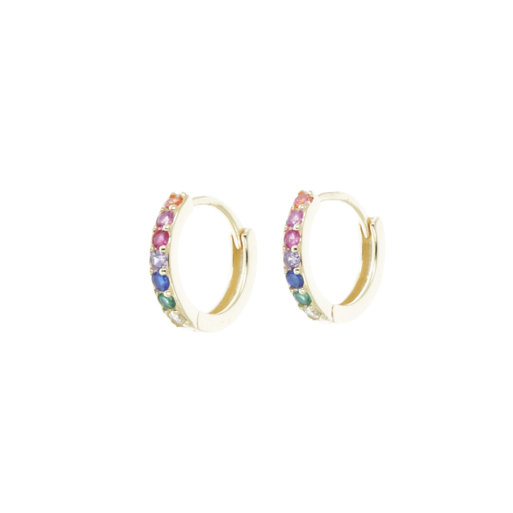 Rainbow Gemstone Hoop Earrings - Sour Cherry