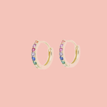 Rainbow Gemstone Hoop Earrings - Sour Cherry