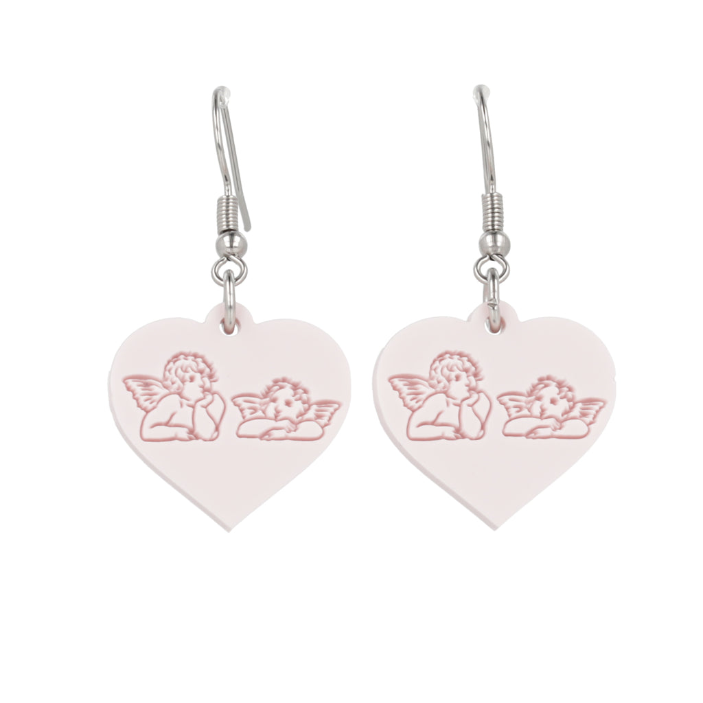 Raphael's Angels Heart Earrings - Marshmallow Pink - Sour Cherry