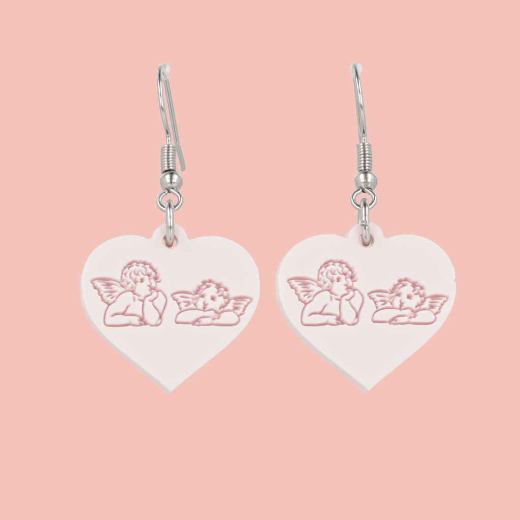 Raphael's Angels Heart Earrings - Marshmallow Pink - Sour Cherry