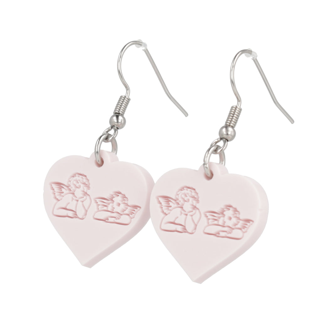 Raphael's Angels Heart Earrings - Marshmallow Pink - Sour Cherry