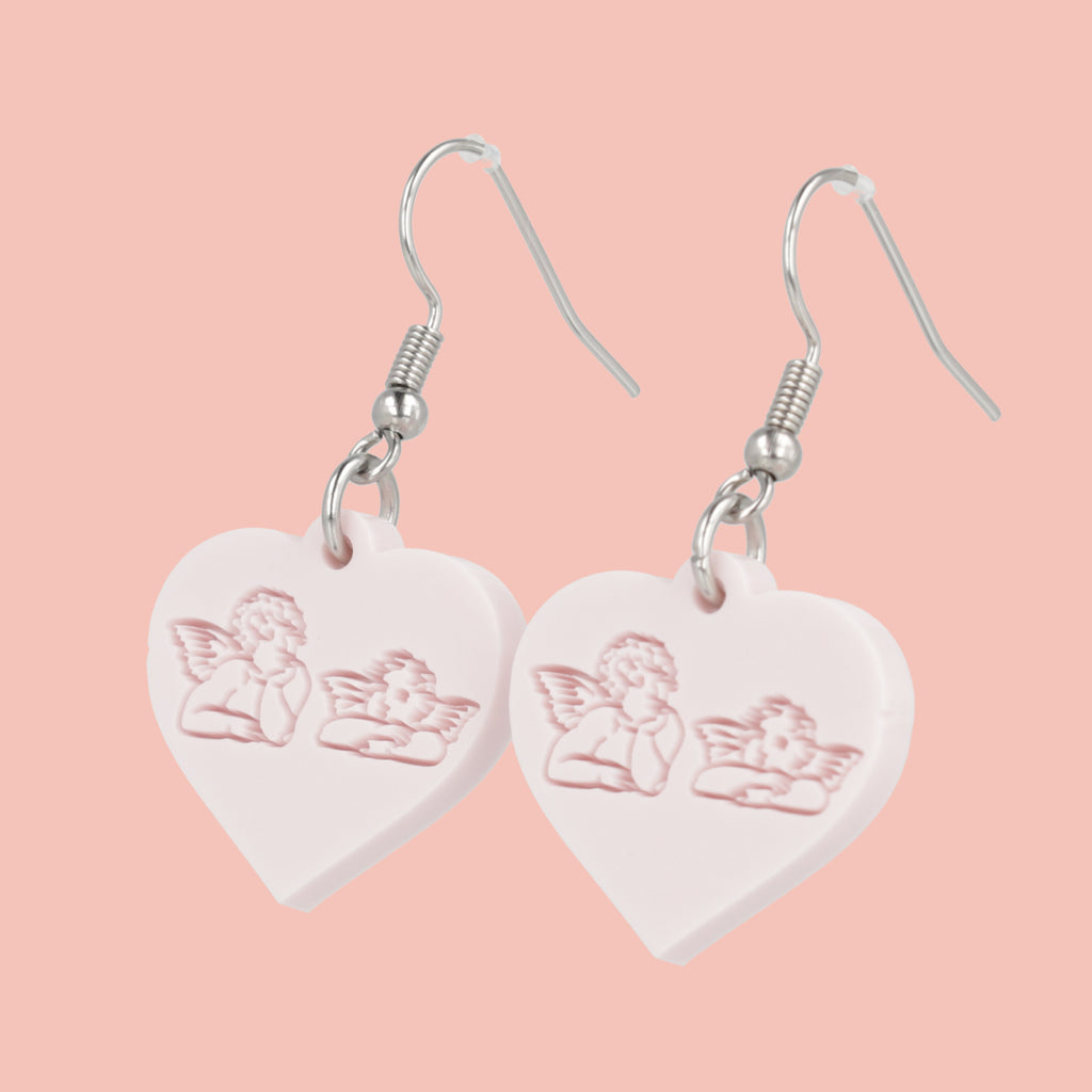 Raphael's Angels Heart Earrings - Marshmallow Pink - Sour Cherry